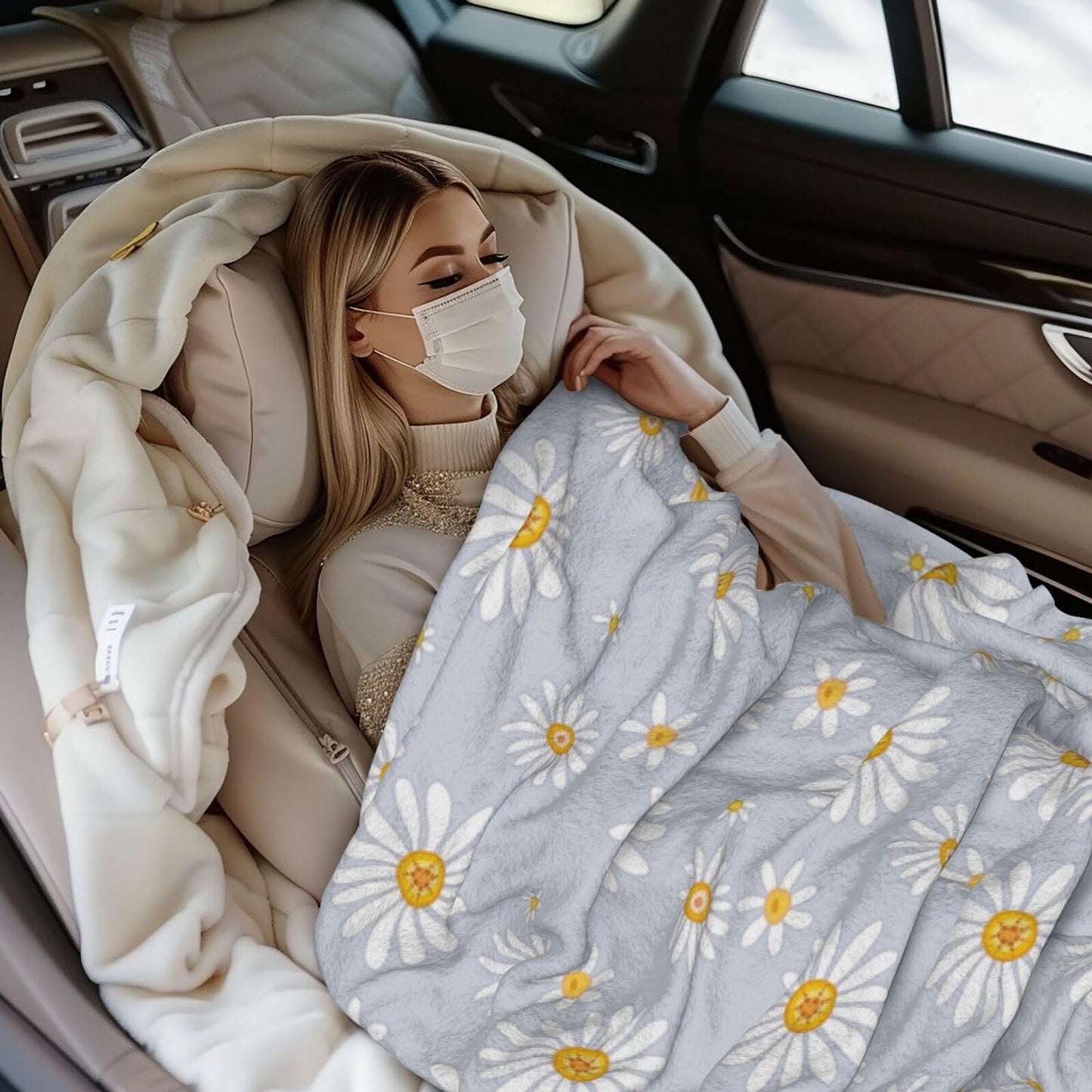 Abucaky Little Daisy Flowers Fleece Throw Blanket Ultra Soft Cozy Decorative Flannel Blanket for Home Bed Couch Chair Travel 40x30in