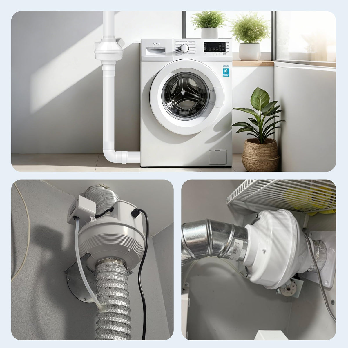 4 Inch Dryer Booster Fan with Pressure Switch for Auto-Activation, 167 CFM Dryer Vent Booster Fan with Plug, Compatible Replacement for DBF 110, Helps Shorten Drying Time & Reduce Lint Buildup
