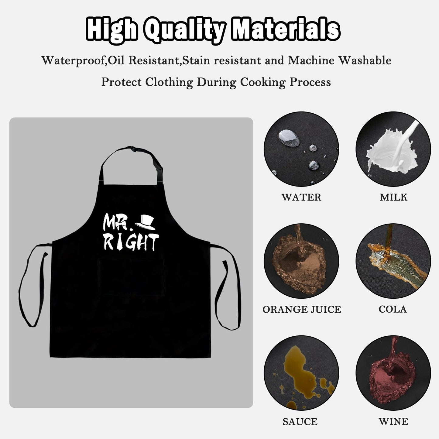 zukmvuh Couple Apron Gifts, Funny Aprons for Couple Set, Wedding Gifts Bride Engagement Gifts Cooking Aprons Adjustable for Women Men Valentine’s Day