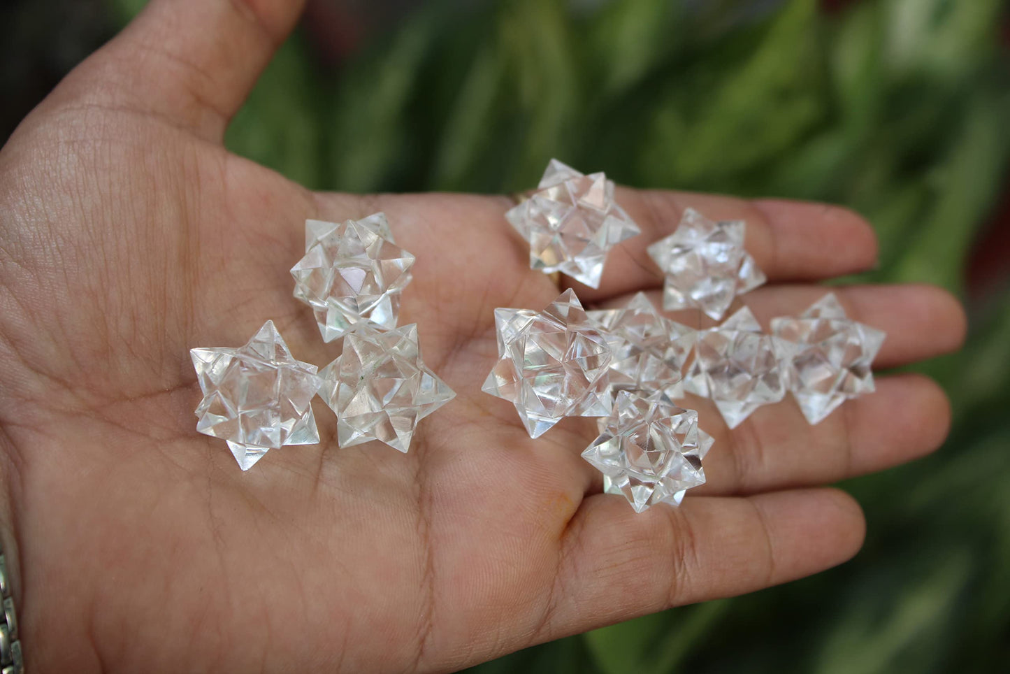Jet 1 Pcs Clear Quartz Crystal 12-Point Merkabah Star for Healing - Panic Balancing Meditation Tool Use (0.75-1 inch, 8-10 Grams)