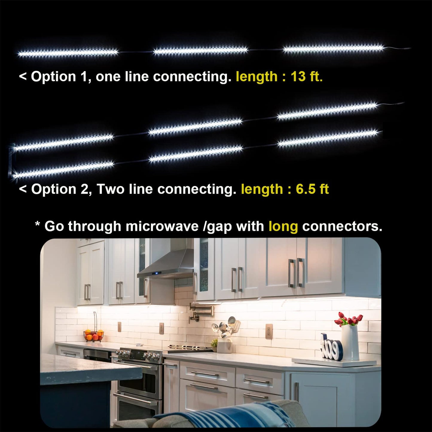 LED Under Counter Light, Wobane Dimmable Under Cabinet Lighting, 8 PCS LED Strip Light Bars with Remote Control for Kitchen,Shelf,Pantry,Showcase,Desk,Cupboard 6000K White, Timing, 20W 1900LM,13 ft