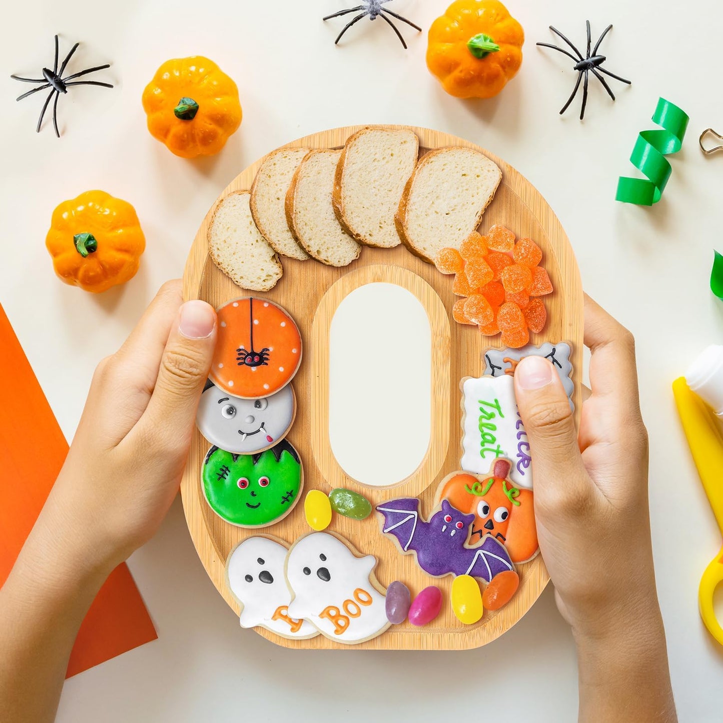 Christmas Boo Charcuterie Letters Bamboo Wood Charcuterie Christmas Board Letter Serving Tray Cheese Board Halloween Serving Tray Plates for Xmas Holiday Candy Cookie Home Party