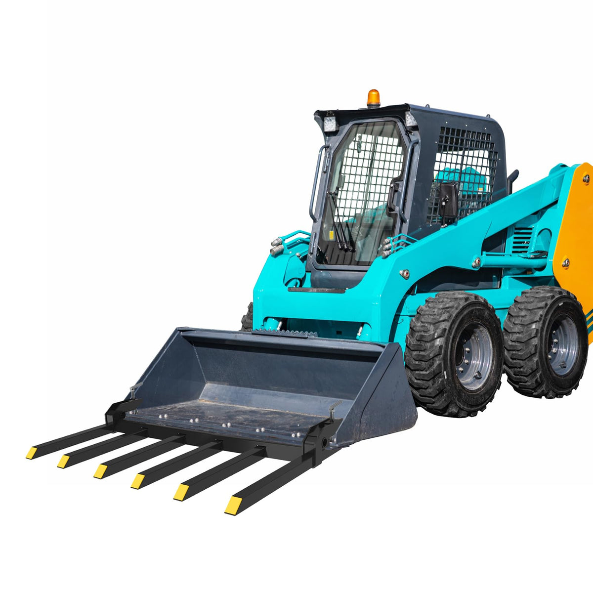 Clamp on Debris Forks to 60" Bucket, 4000 lbs Capacity Heavy Duty Clamp on Pallet Forks Bucket Forks Attachments Fit for Loader Bucket Skidsteer Tractor