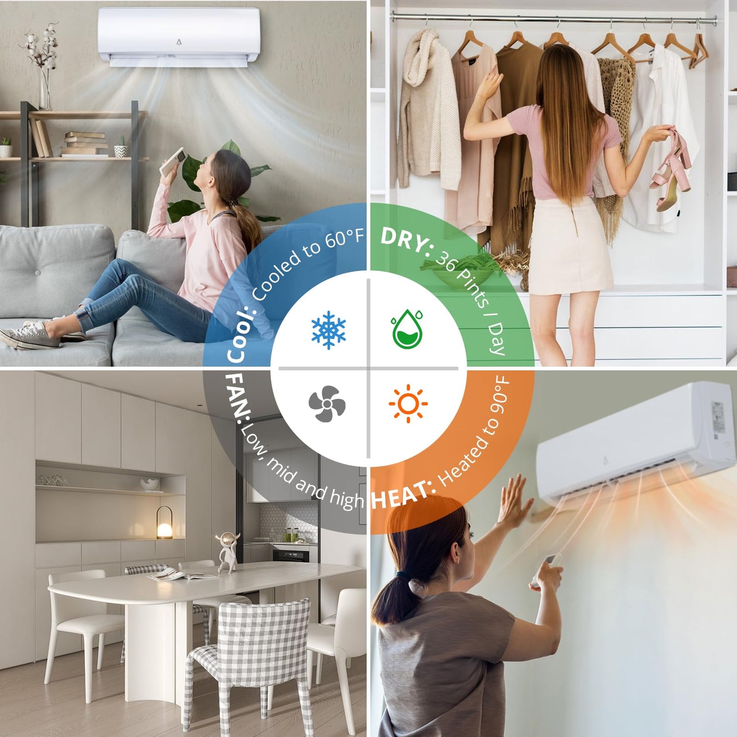Acekool 9,000 BTU Mini Split Air Conditioner & Heater, 19 SEER2, R454B Inverter Ductless Split AC Unit with Pre-Charged Condenser & Installation Kit, Covers up to 400 Sq. Ft., WiFi Control, 115V