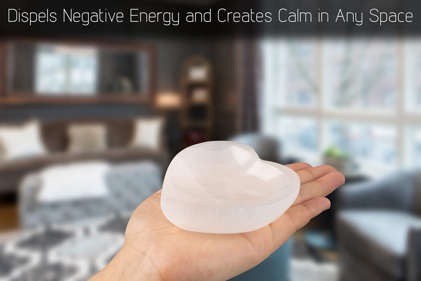Wish Well Heart Selenite Bowl for Crystals Charging – 4" Selenite Crystal Bowl – Mined and Crafted in Morocco – Ideal for Cleansing and Recharging Crystals and Healing Stones, Meditation, and Decor