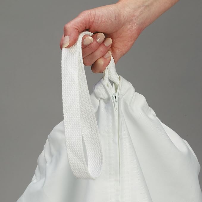 Household Essentials 148 Hanging Cotton Canvas Laundry Hamper Bag | White