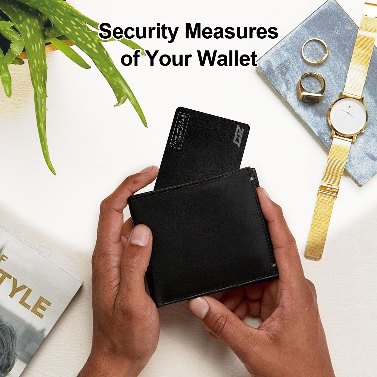 ZCJ Wallet Tracker Card, Compatible with Find My App(iOS Only), for Luggage Tag, Purse, Passport,Key,IP67 Waterproof,Slim Smart Bluetooth Tracking Tag with Key Chain Hole (Recharge Version -1 Pack)