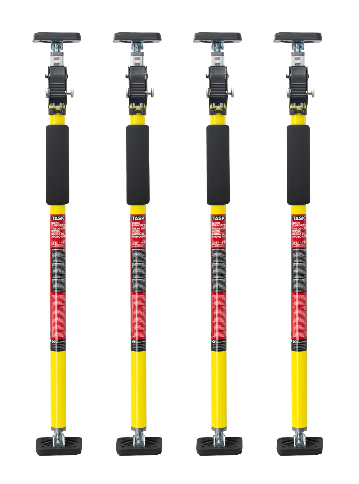 TASK T745054 Short QSR (Quick Support Rod) – Adjustable 2 ft 6 in to 4 ft 6 in (76–137 cm) Support Poles with 550–1000 lb Capacity, Compatible with 18 in Extension, 4-Pack