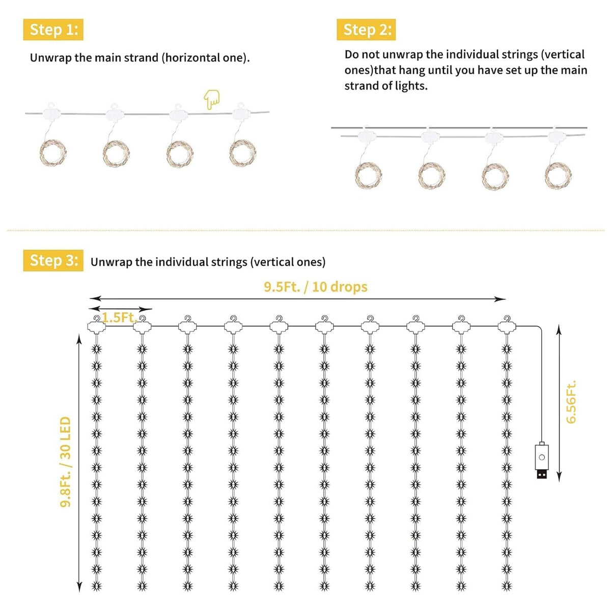 Minetom Halloween Purple Curtain Lights, 300 LED Dimmable Fairy Lights with Remote and Timer, 8 Modes, USB Powered String Lights for Room Wall Party Xmas Indoor Decor