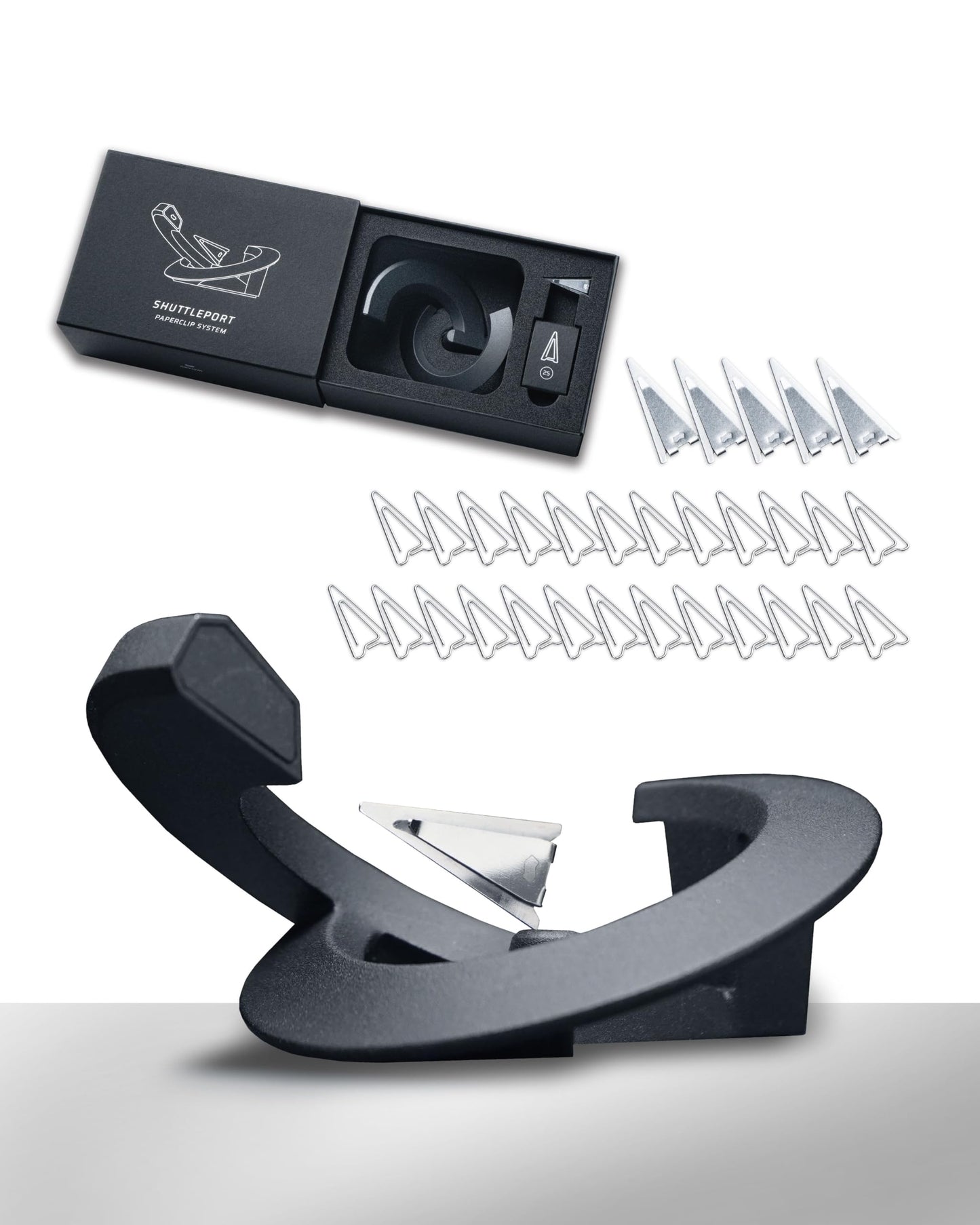novium Shuttleport, Space-themed Magnetic Clip Holder, A clip holder that Makes Clip Hover, Unique Office Desk Decor for Space Lovers (Standard Version)