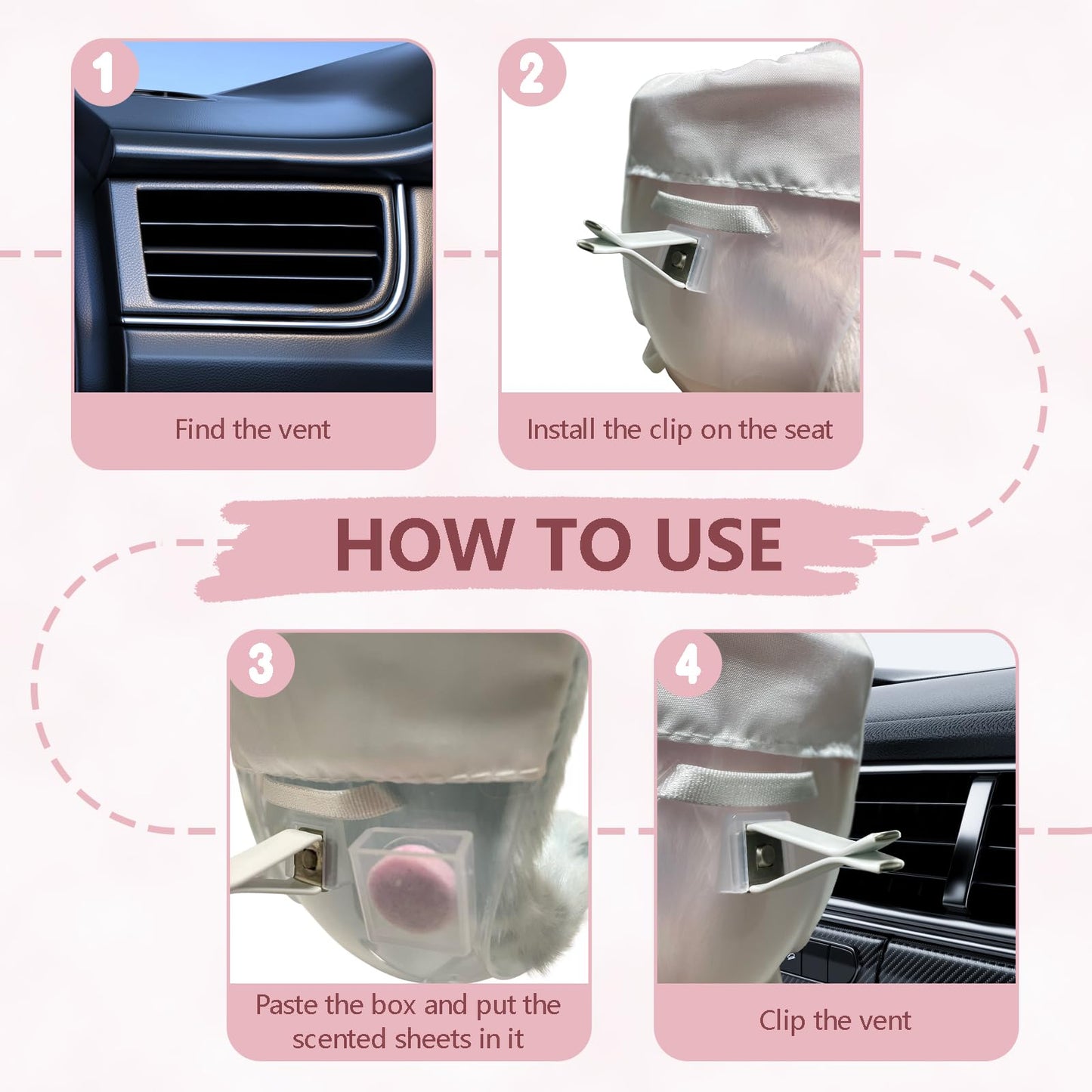 SwiftServ Doll Car Seat for 3–8 inch Figures, Fits Character Plushes, Blind Box Dolls & Vinyl Collectibles, Includes Air Vent Clip & Desktop Stand, Car Ornament for Collectors (Strawberry Ice Cream)