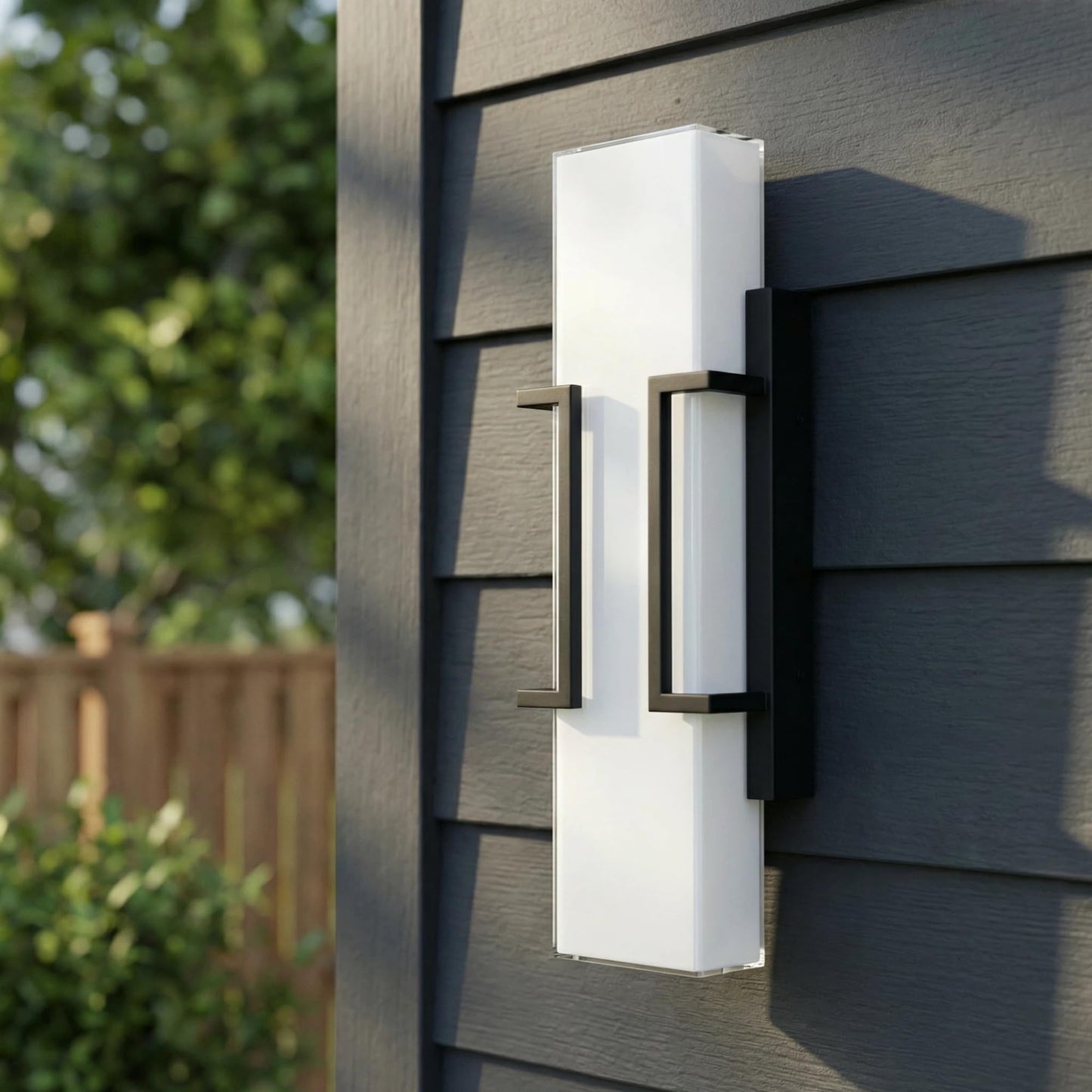 Hyunbae LED Wall Sconce Lights, 16" Modern Outdoor Light Fixture Wall Mount, Waterproof Porch Lamp for Outside, 3000K LED Exterior Lighting with White Glass for House Patio Front Porch Garage Entryway