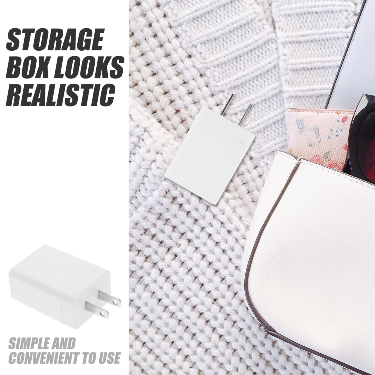 Homoyoyo Fake Plug Storage Secret Stash Compartments Charger Pill Box Hidden Storage Case Disguised Adapter Money Jewelry Safe Container for Store Money, Valuables, Jewelry, Pills, Coin