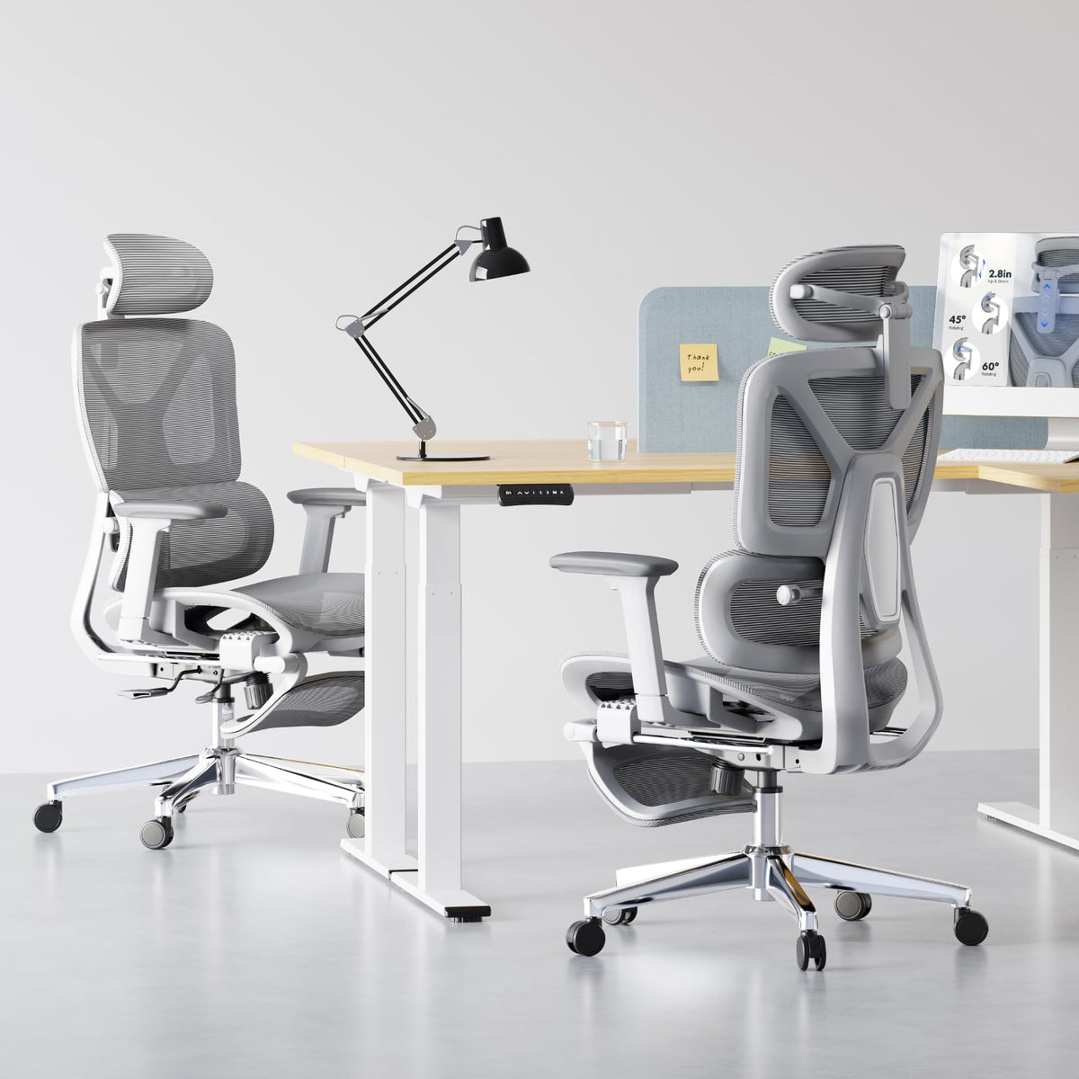 FLEXISPOT ErgoX Premium Ergonomic Office Chair with Footrest- Adjustable 3D Armrests, Dynamic Lumbar Support, Recline & Tilt Function, Mesh Seat, for Home & Office Use,Light Grey