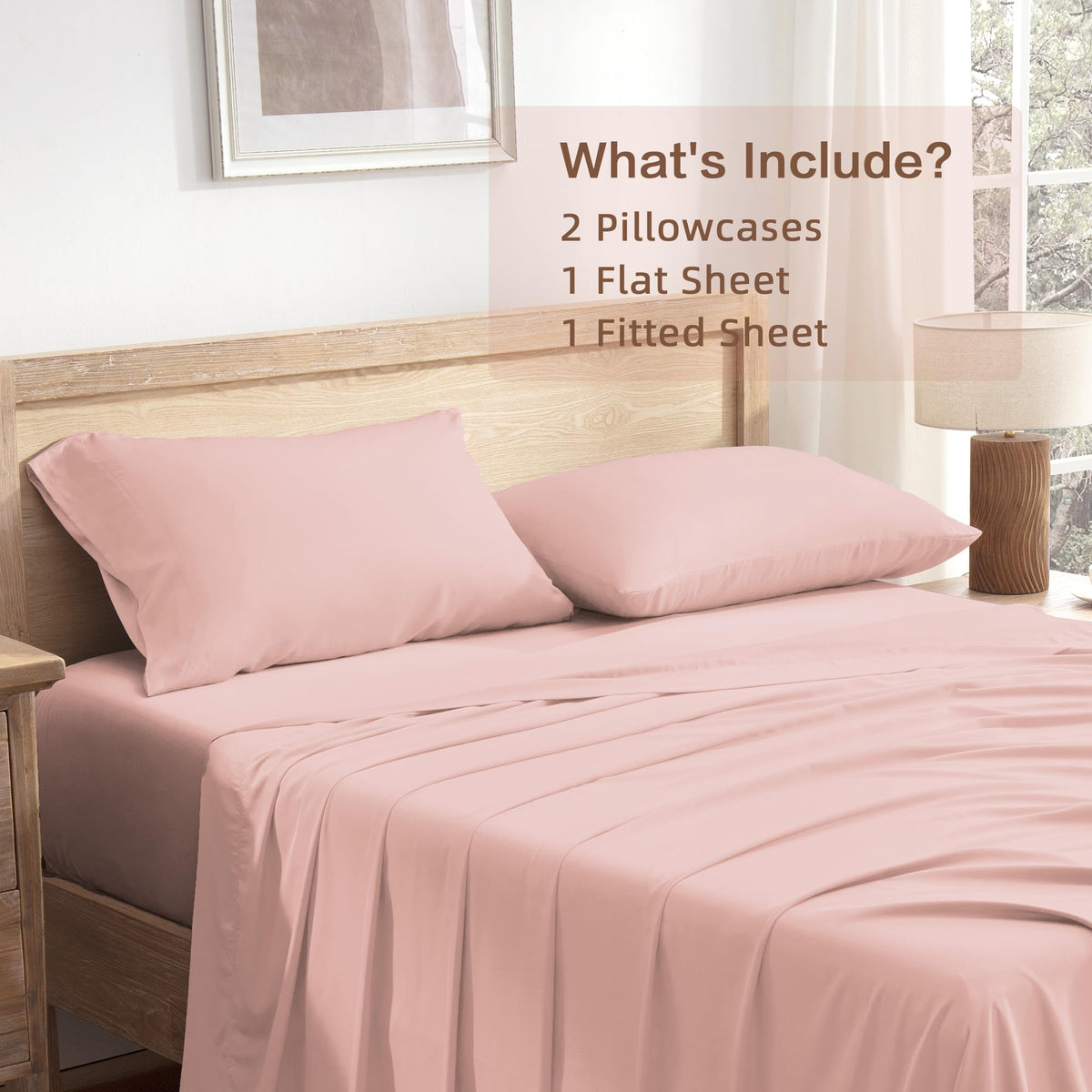 Andency Blush King Size Sheets Set, 100% Viscose Derived from Bamboo, Cooling King Sheets, Deep Pocket Up to 16", Silky Soft Bed Sheets, Hotel Luxury Breathable Bedding Sheets & Pillowcases…