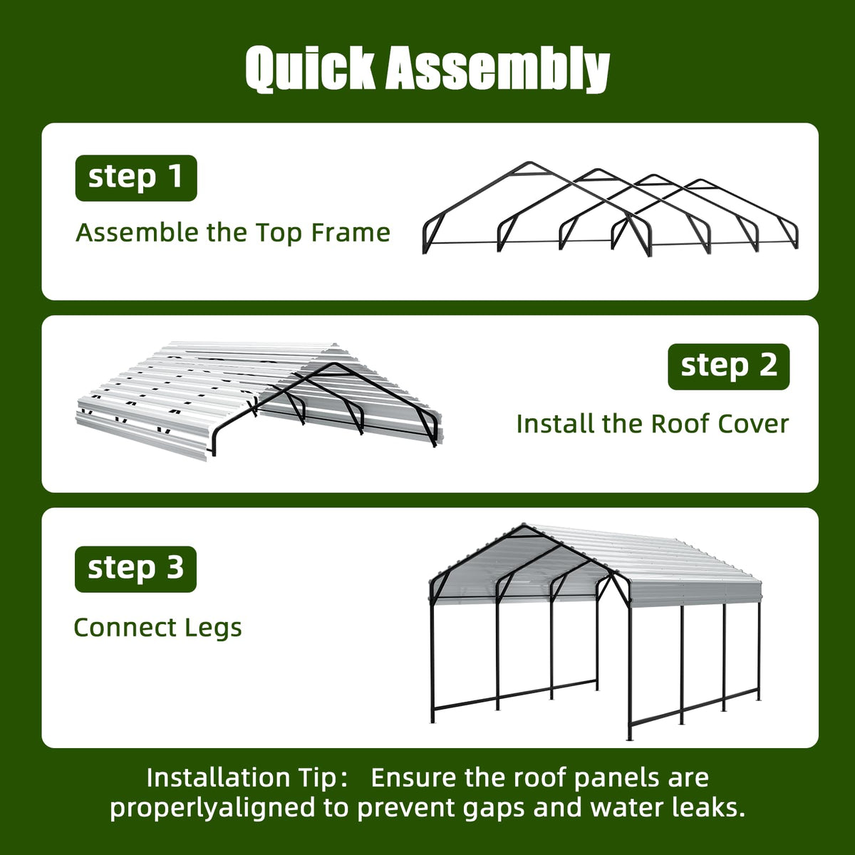 VOYSIGN Metal Carport Heavy Duty 12x20ft Outdoor Galvanized Steel Car Port, Vehicle Canopy Garage Shade, Multi-Use Shelter for Car, Boat, Tractors & Outdoor Storage