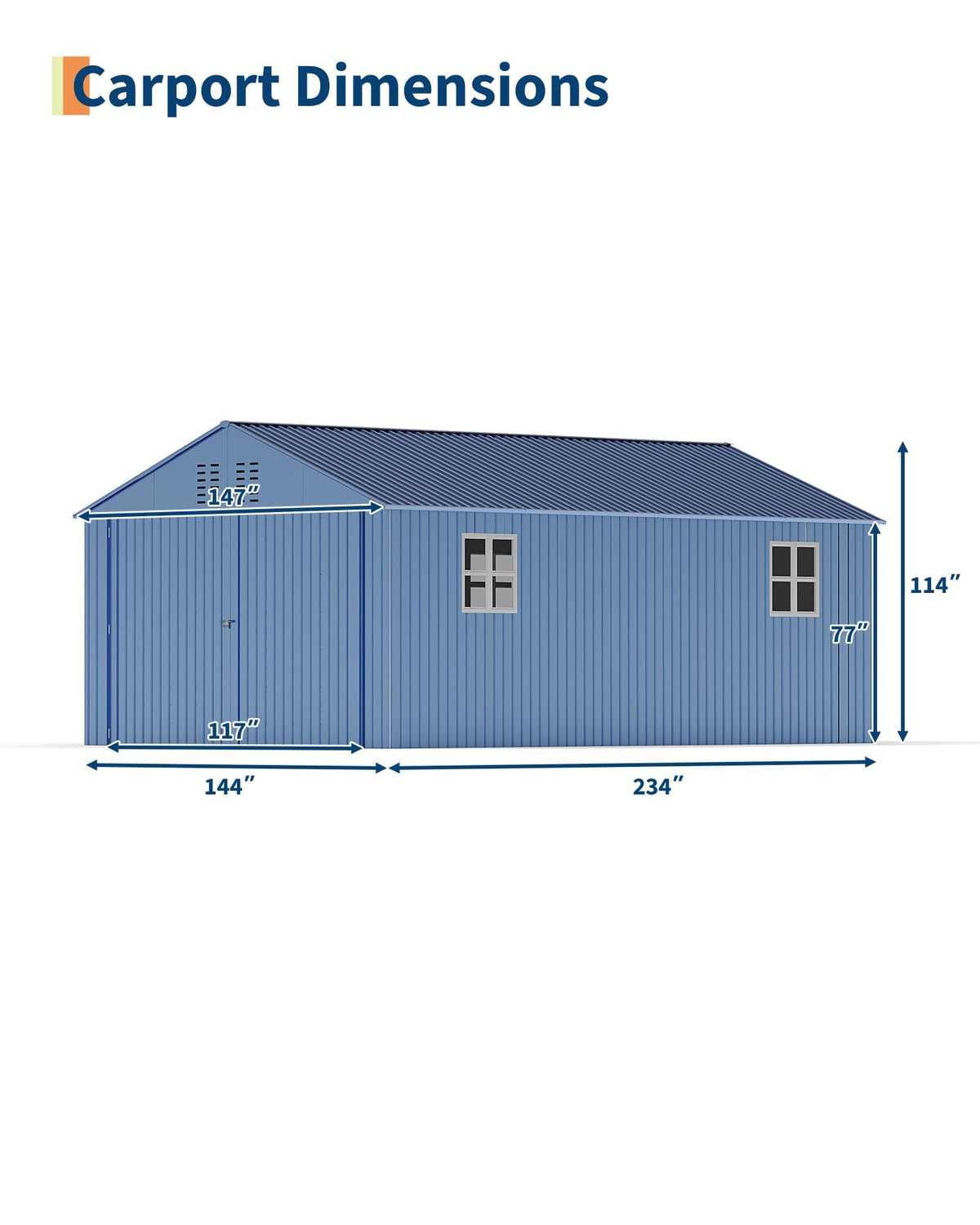 GarveeLife 12x20 ft Metal Carport, Enclosed Car Port with Reinforced Frame and Steel Roof for All-Weather Use, Metal Garage Shed for Full-Sized Pickup Trucks