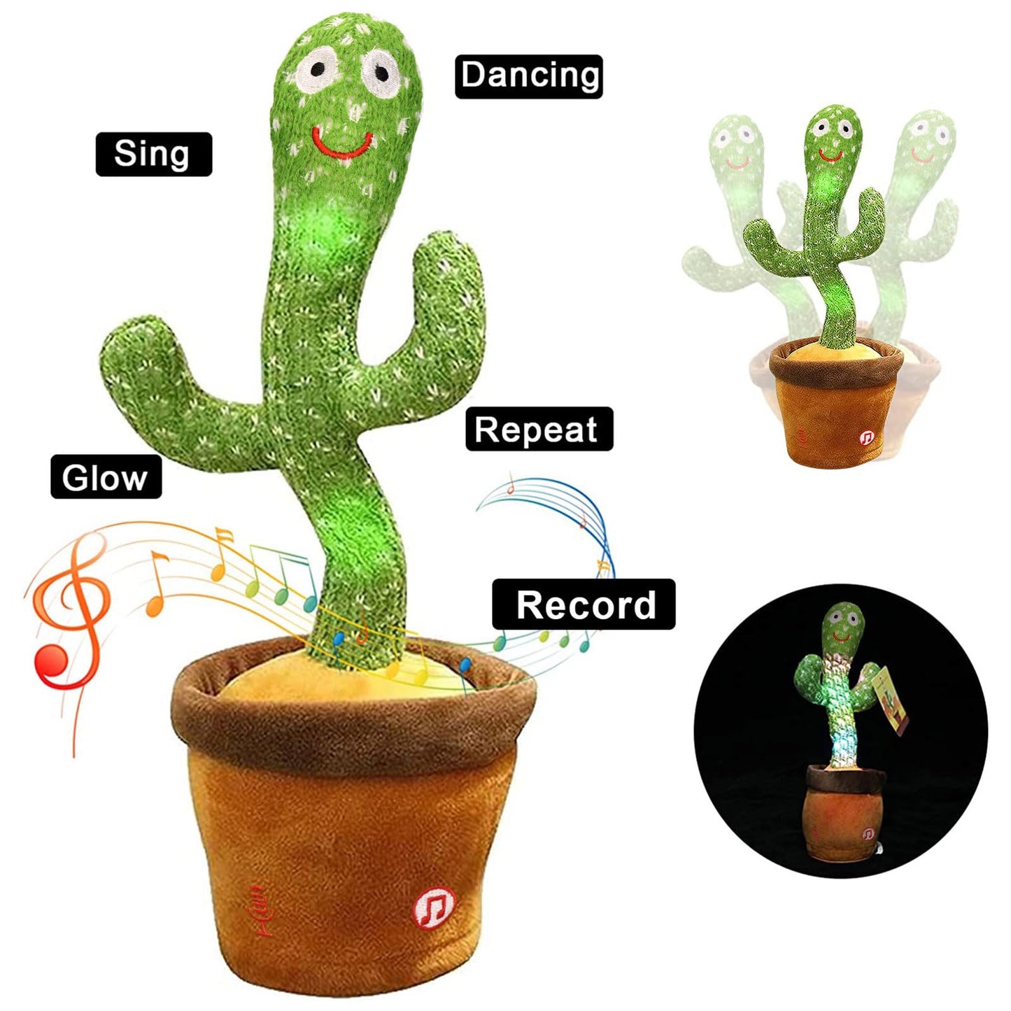 seOSTO Dancing Cactus Toy Repeat What You Say, Talking Cactus Toy Singing Cactus Mimic Toy Baby Toys for Year Old Boys Girls Kids Gifts, Baby Encourage Speech Toys