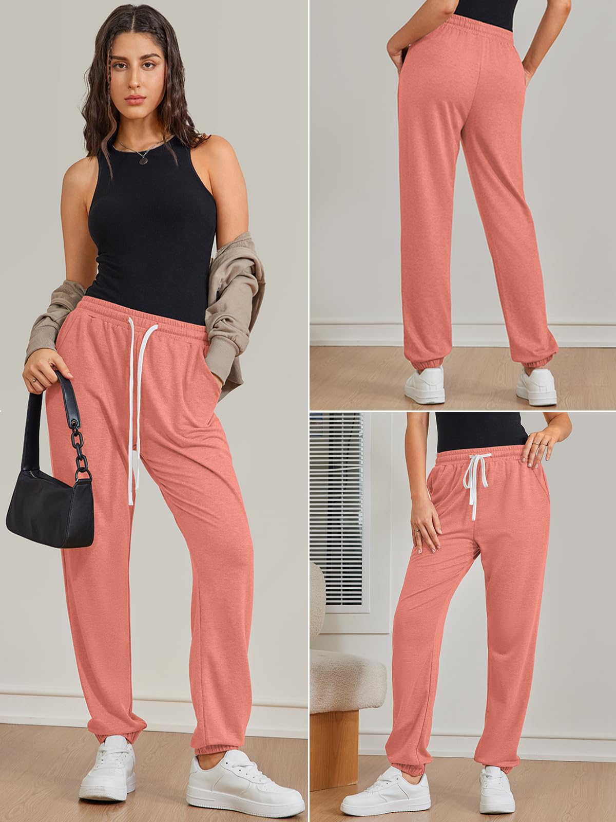 ATHMILE Halloween Baggy Sweatpants for Women with Pockets-Lounge Womens Pajams Pants-Womens Running Joggers Fall Clothes Outfits 2025 Orange Pink