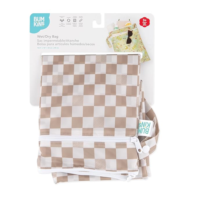 Bumkins Waterproof Wet Dry Bag for Baby, Swim Suit, Cloth Diapers, Pump Parts