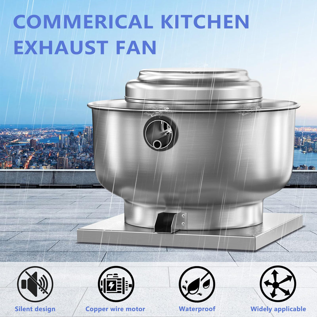 Food Truck Low Profile Exhaust Hood System Includes a 6FT Stainless Steel Commercial Exhaust Hood and an 0.5HP Restaurant Canopy Hood Grease Rated Exhaust Fan