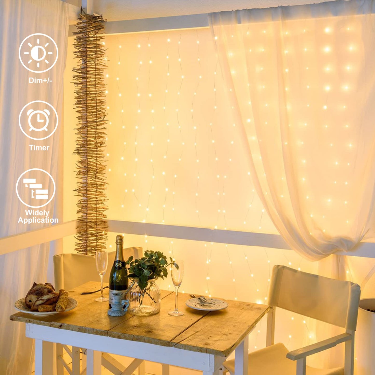 echosari 600 LED Curtain Lights Plug in, 20Ft x 10Ft Connectable Dual Color Changing Fairy Lights Curtain Outdoor Waterproof for Bedroom Backdrop Wedding (Warm White & Multicolor)