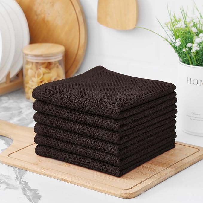 Kitinjoy 100% Cotton Kitchen Dish Cloths, 8 Pack Waffle Weave Ultra Soft