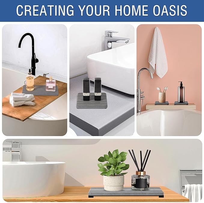 3PCS Water Absorbing Stone Tray, DryingNeat Diatomite Stone Sink Tray, Instant