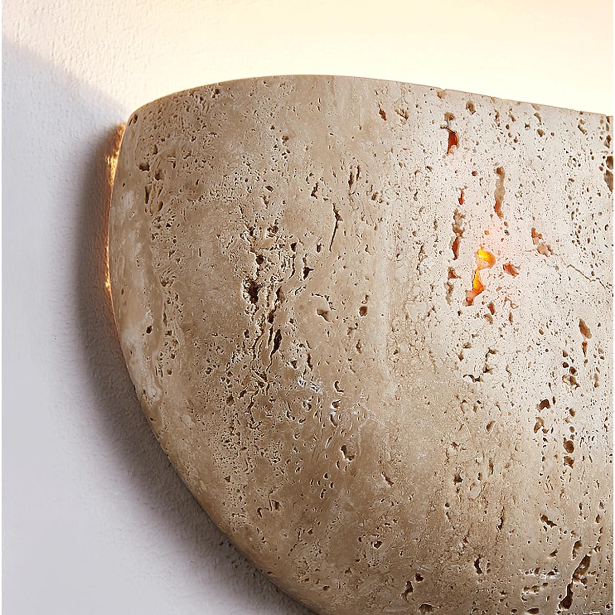 ZHUXMF Semi Circle Yellow Travertine Wall Lamp Japanese Style Wabi-Sabi Art Lighting Fixture Half Moon Marble Wall Sconce Natural Stone Bedside Wall Light For Foyer Bedroom Stairs
