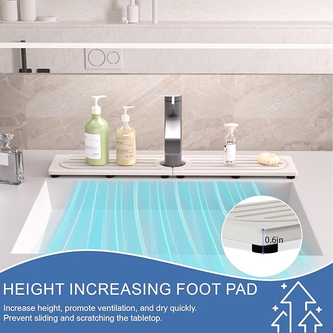Kitchen Faucet Mat, Quick Drying Diatomite Sink Faucet Mat Splash Guard