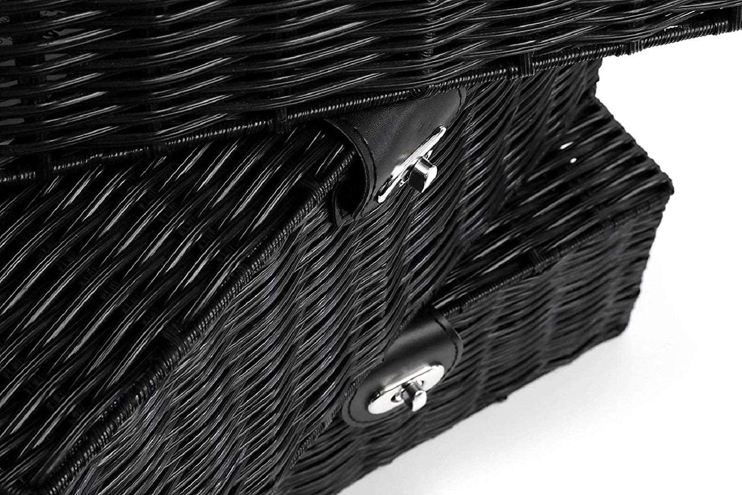 Homepeaz Set of 3 Woven Wicker Storage Basket Box with Lids & Lock, Built-in Carry Handles, Multifunctional Storage Organizer for Nursery, Baby, Clothes, Toys, Books, Large/Medium/Small Size (Black)