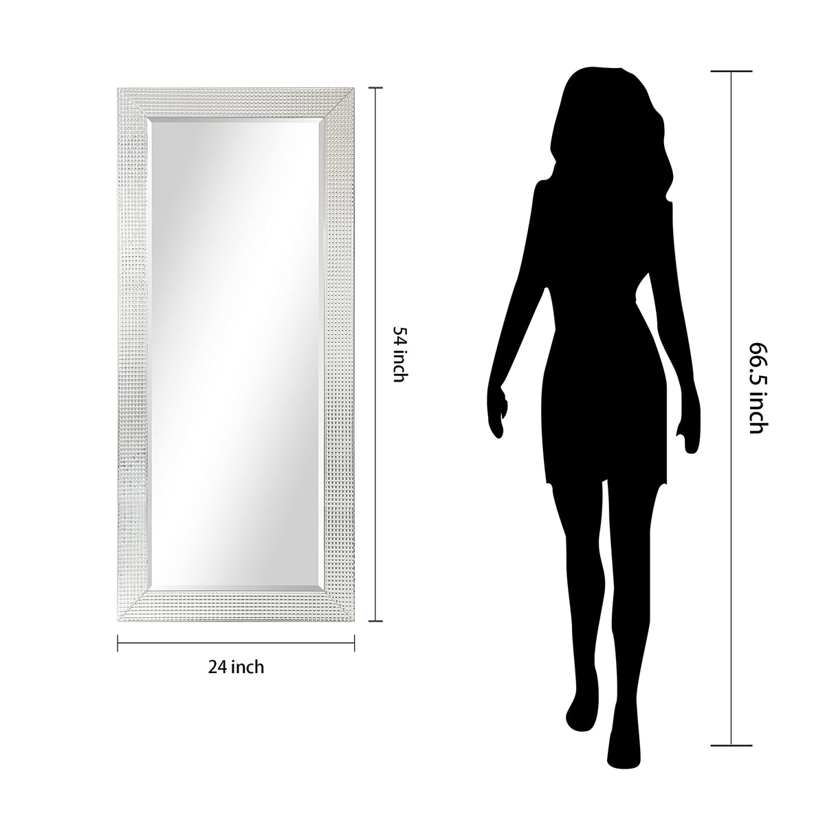 Empire Art Direct 54" x 24" Beveled Wall Mirror, Full Length, Wall-Mounted Mirrors with Solid Wood Frame Covered Prism Panels, Modern Mirror for Bathroom, Vanity, Bedroom, Hallway, Living Room