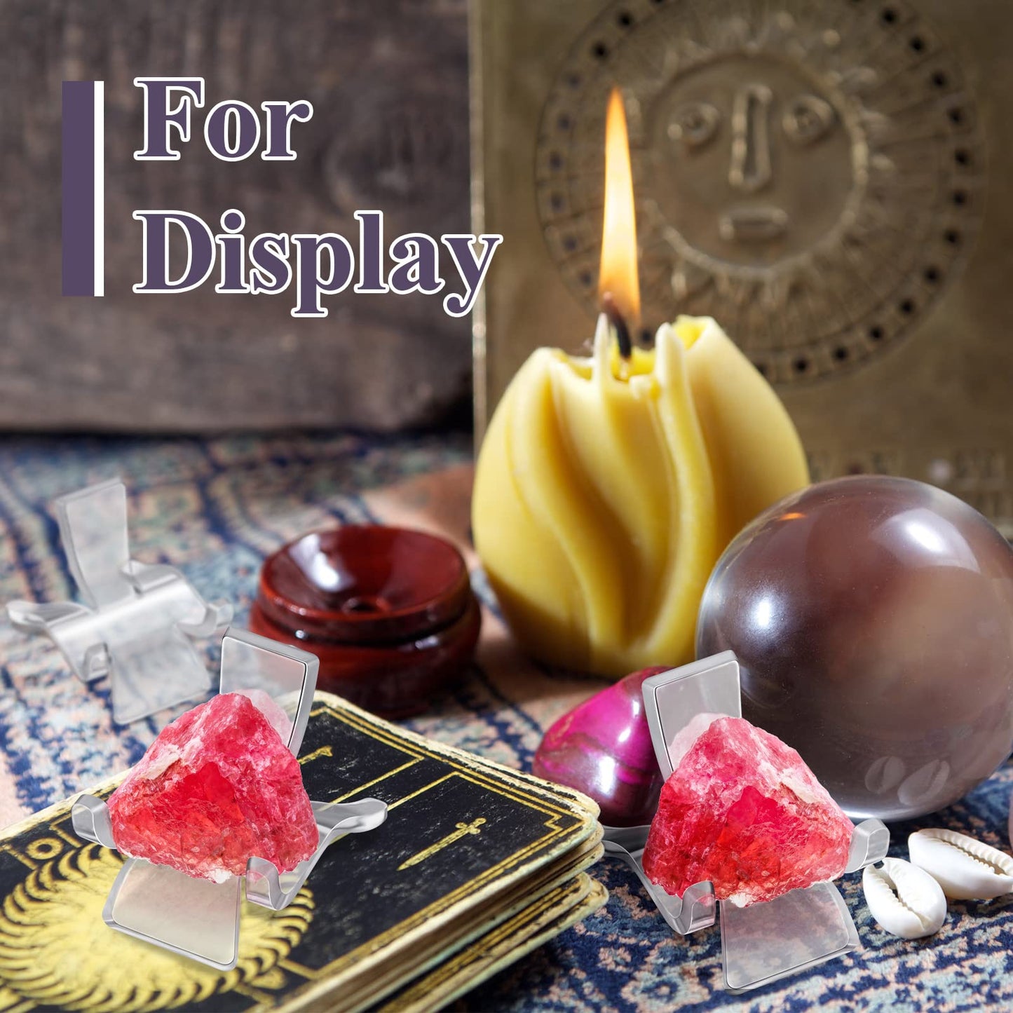 CHENGU 100 Packs Acrylic Triangle Display Holder Clear Plastic Display Easel Stands Crystal Display Clear Display Stand Collectibles Acrylic Stands for Rock Mineral Agate Coral Geodes(Small)