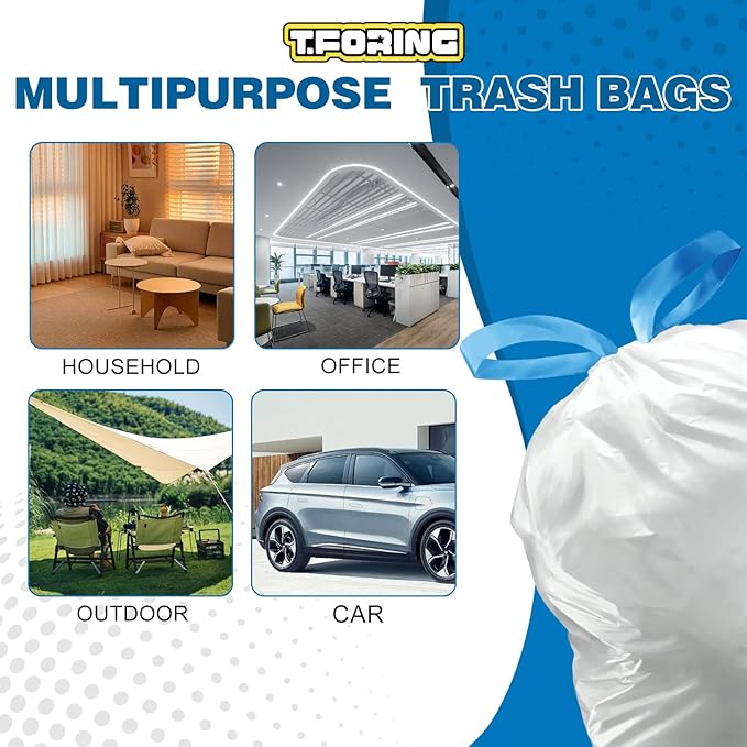 8 Gallon Trash Bags Drawstring 1.2 Mil