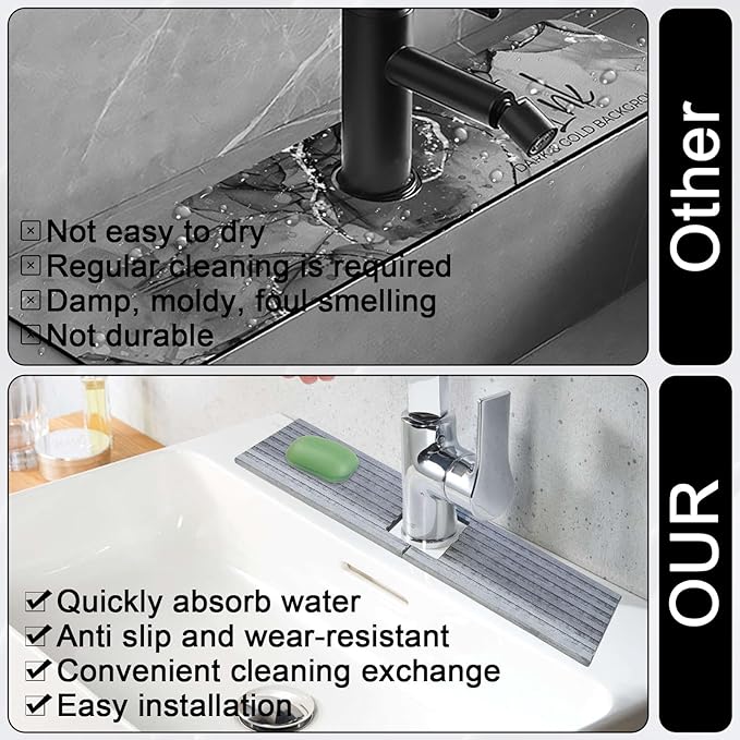 Faucet Mat for Kitchen Sink, Stone Faucet Mat for Kitchen Sink Tray