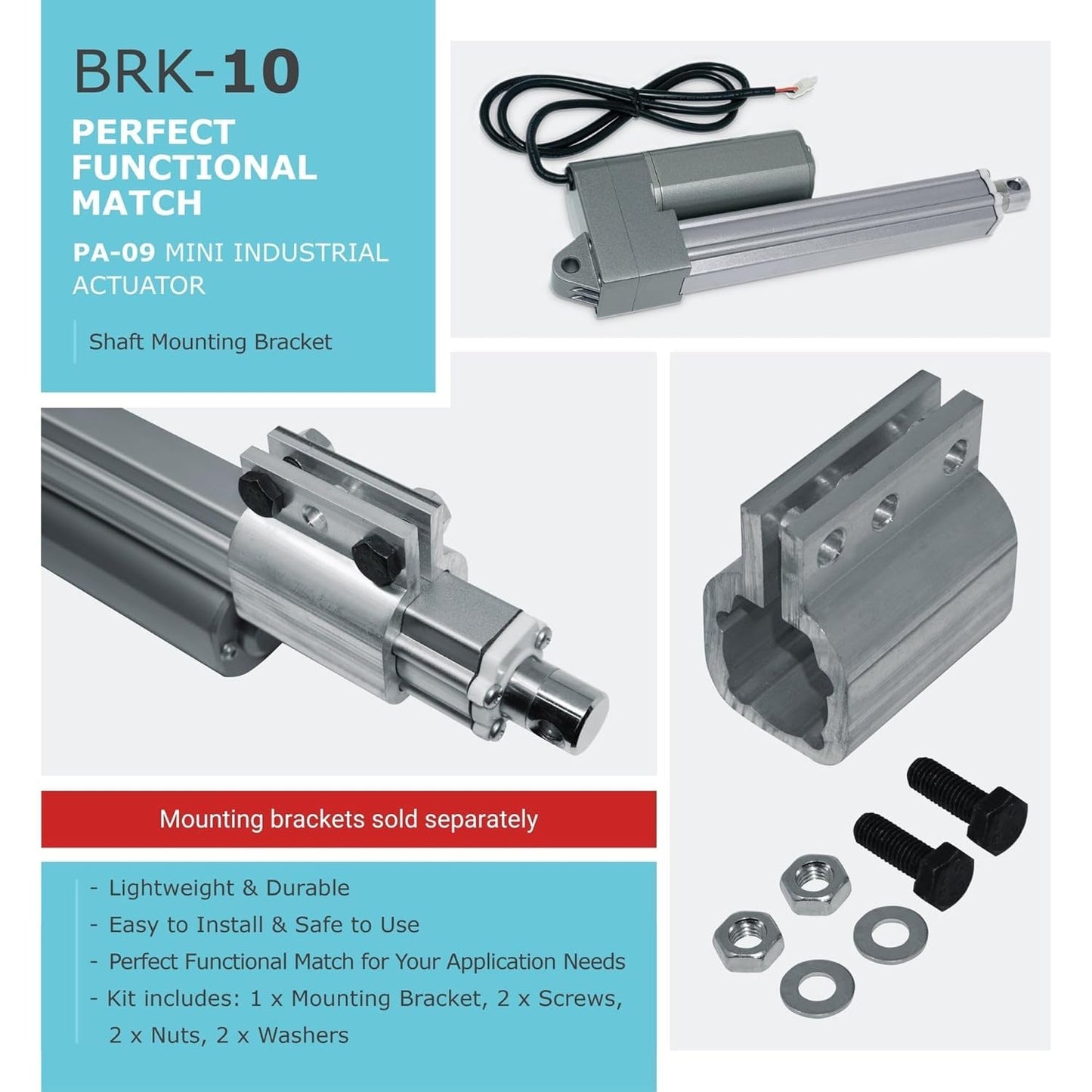 Progressive Automations 12V Industrial Linear Electric Actuator - 12 inches, High Force 330 lbs, Stainless Steel Rod, Brushed DC Motor, Durable Stroke for Marine, Automation, Robotics, PA-09-12-330