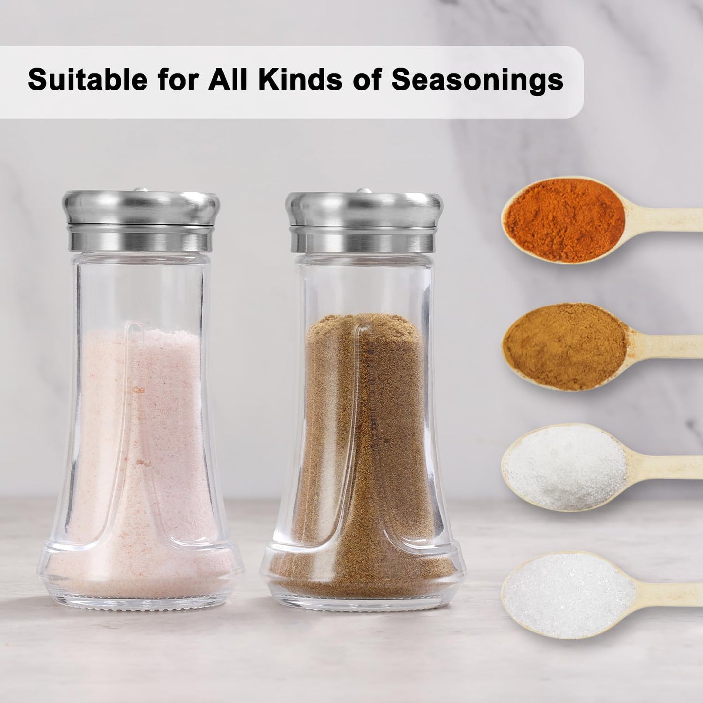 Glass Salt and Pepper Shakers Set by Neodaco, 4 OZ Salt Shaker with Stainless Steel Lid, Modern Kitchen Decor for Home, Restaurant