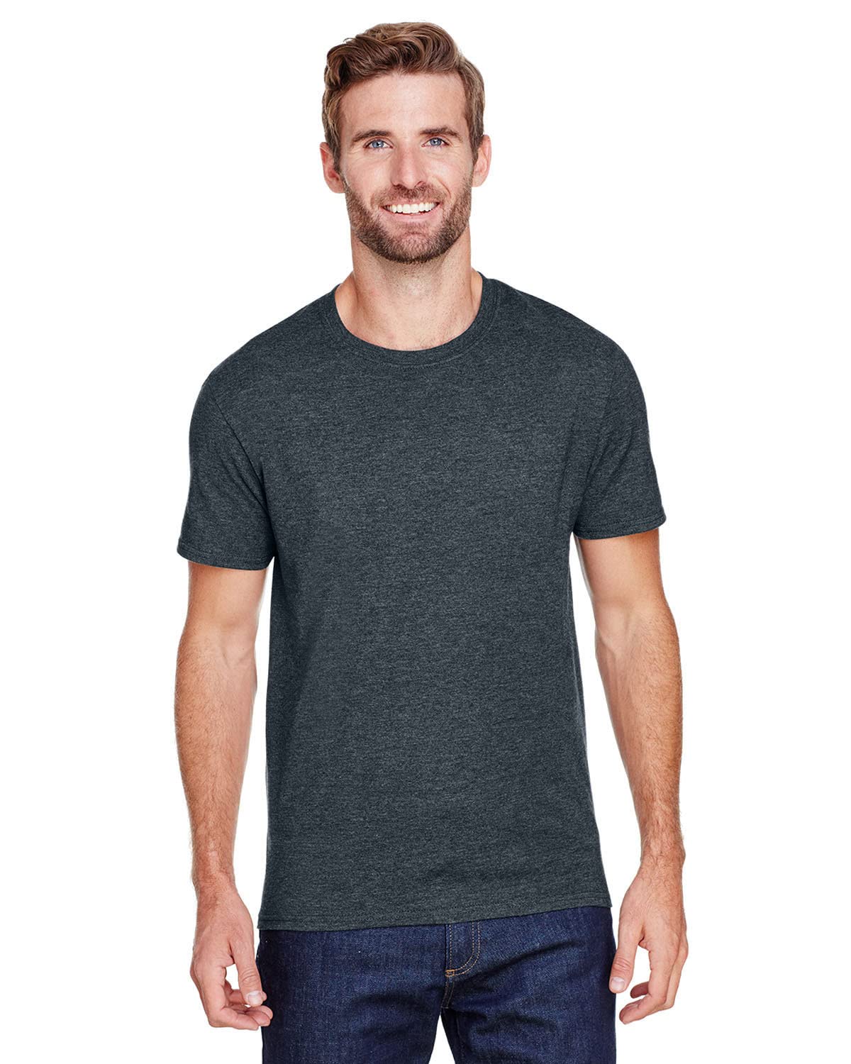 JERZEES Premium Blend Ringspun Crewneck T-Shirt L Black Ink Heather