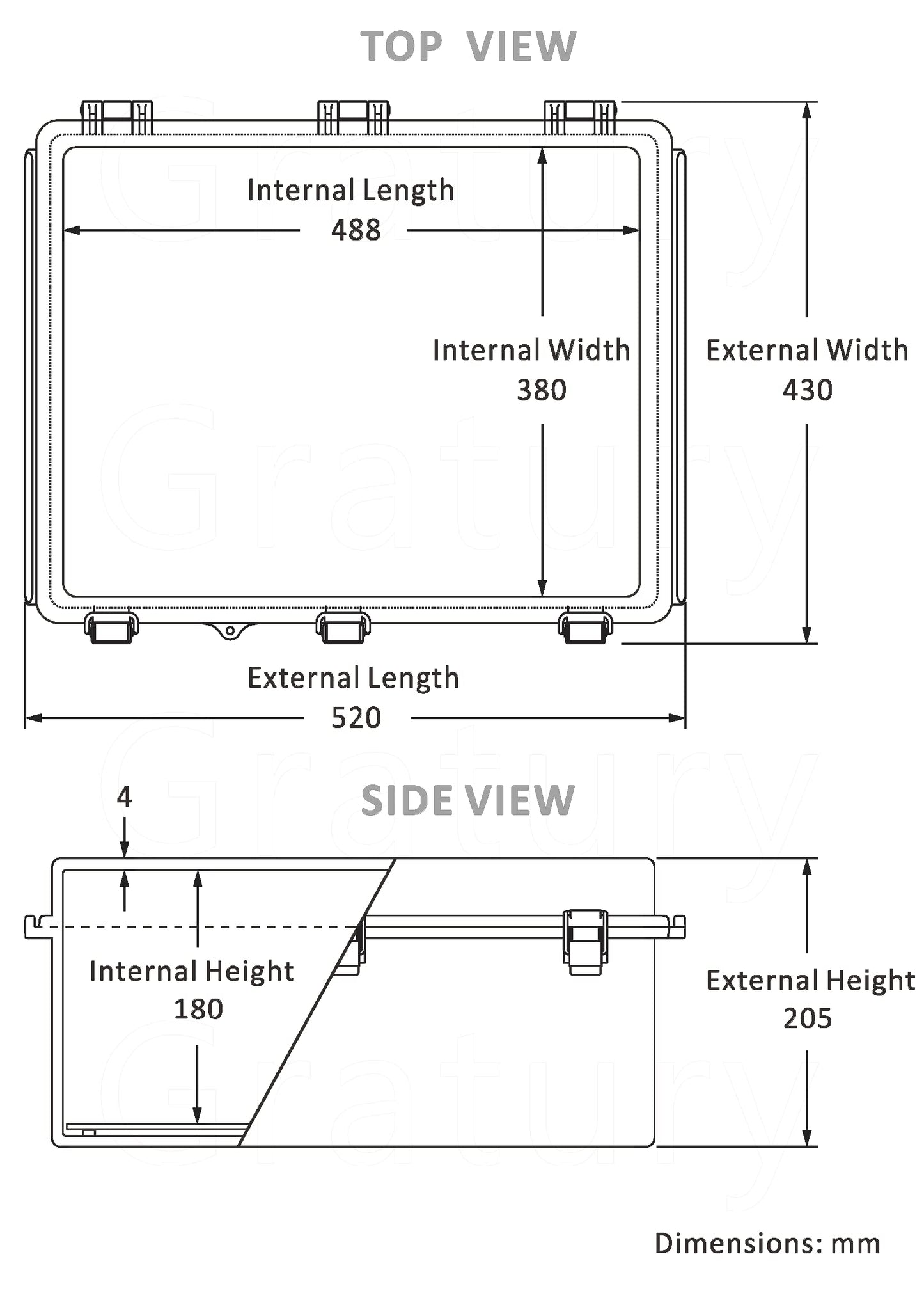 Ordentlich Waterproof Electrical Junction Box IP67 ABS Plastic Enclosure with Hinged Cover with Mounting Plate, Wall Brackets (Grey Cover, 20"×16.1"×7.9")
