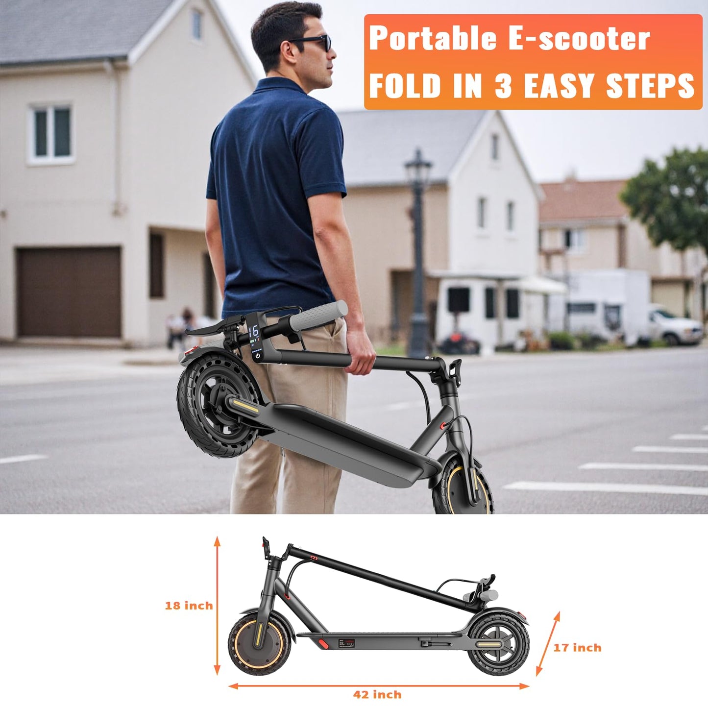 Qlaway 8.5" E Scooter for Adults with Luggage Seat 19 MPH Sport Escooter 350W Motor, Electric Scooter Up to 22 Miles Range, Bearing 265 LBS/APP Control/UL 2272