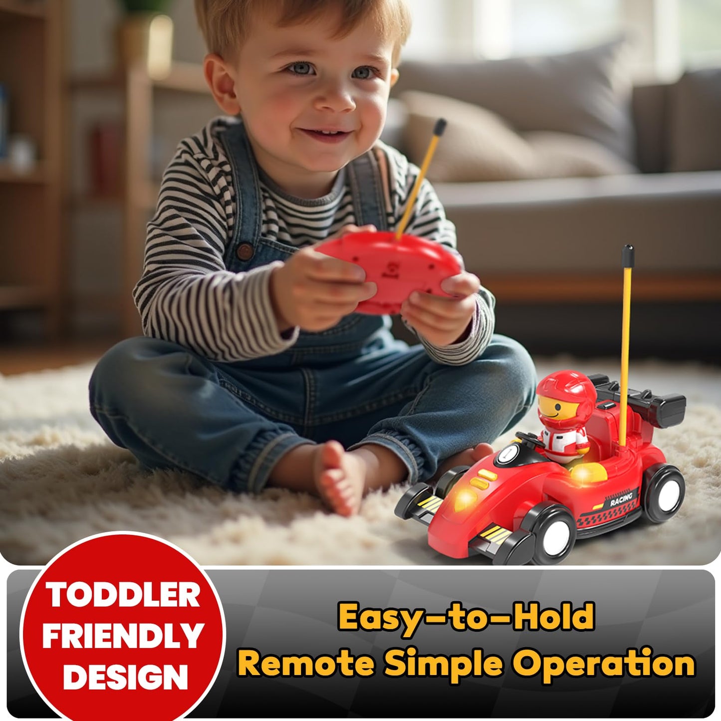 Lehoo Castle Toys for 1 2 3 Year Old Boy, Remote Control Cars for Kids Age 3, Pop-up RC Race Car 2 Year Old Boy Toys, Gifts for 1-3 Year Old Boys with Lights & Music