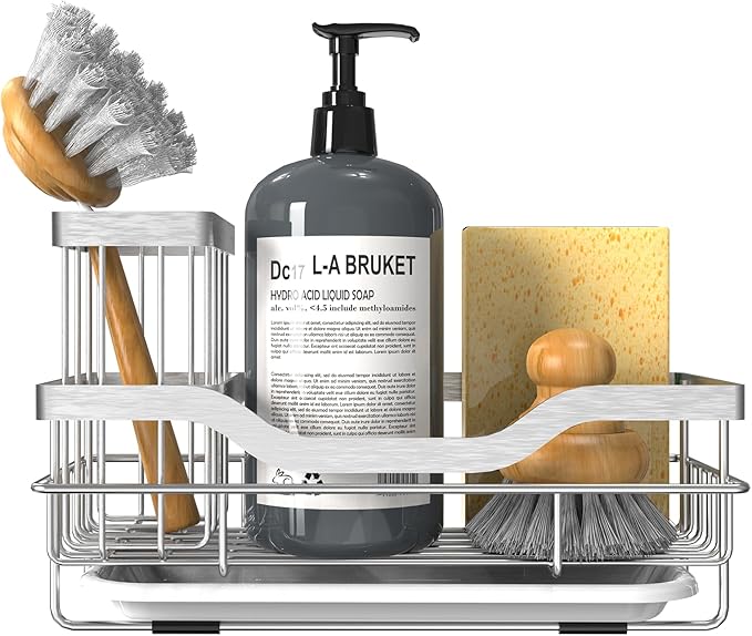 Vanwood Kitchen Sink Caddy Organizer Sponge Holder