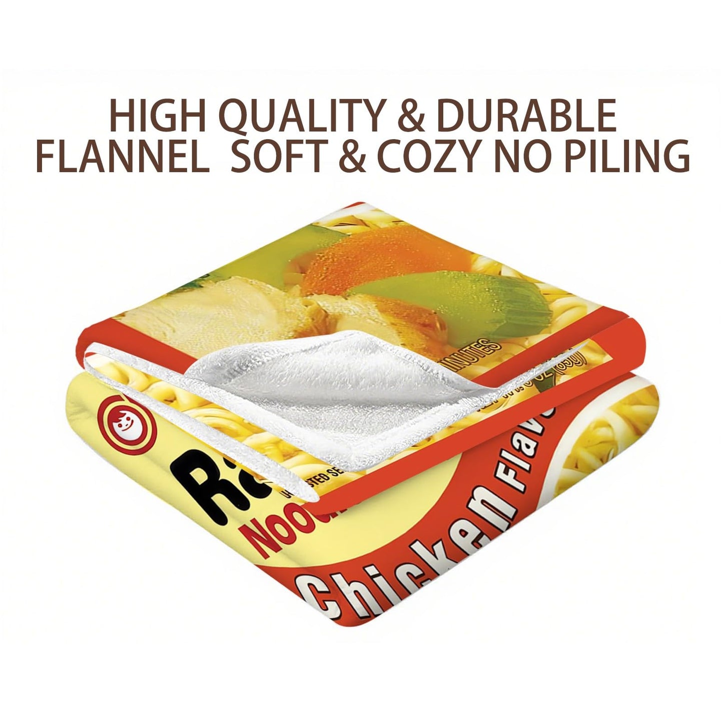 Noodle Soup Chicken Flavor Ramen Blanket, Noodle Blanket, Funny Instant Ramen Noodle Gift Soft Cozy Lightweight Flannel Blanket Plush Throw Blankets for Couch Sofa Bed (50"x40")