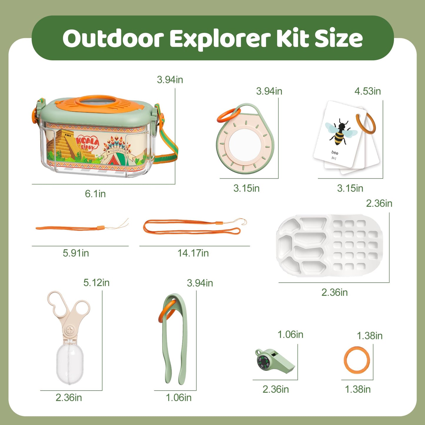 KOALA DIARY Bug Catcher for Kids Explorer Bug Catching Kit,Magnifying Glass, Tweezers, Whistle & Compass, Learning Guide, Insect Habitat, Outdoor Toys(3 Year +) (Kids Bug Catcher Set)
