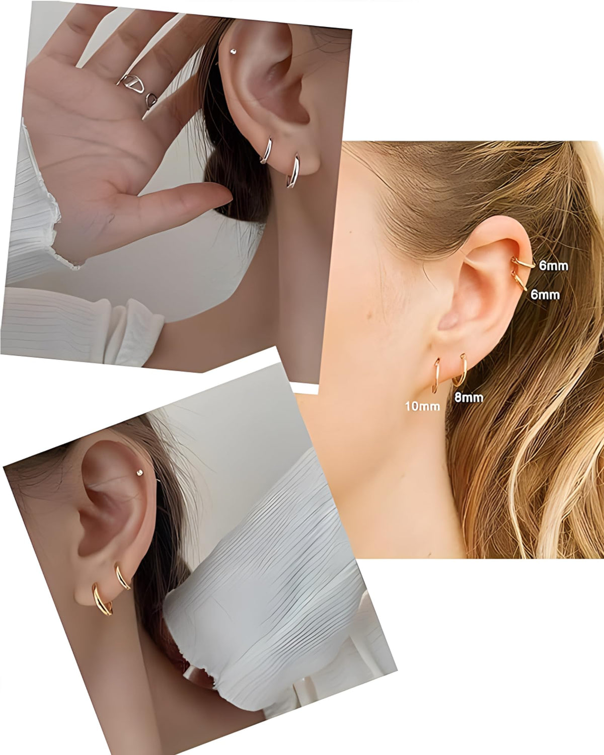 316L Surgical Stainless Steel Huggie Hoop Earrings 8mm Gold Hypoallergenic Earrings Hoop Cartilage Helix Lobes Hinged Sleeper Earrings For Men Women(B01:8mm Gold(THK 2.0mm))