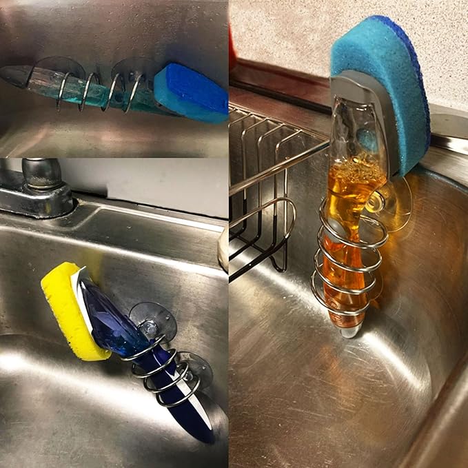 Soap Dispensing Palm Brush Holder Sink Sponge Dish Brush Holder