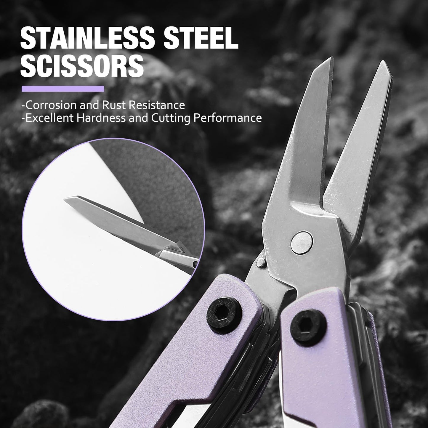 Multitool with Pocket Knife,Gifts for Men and Women, 11-in-1 Mini EDC Multitool with Screwdriver, Scissors, SIM Extractor and Bottle Opener, Perfect for Outdoor, Hiking, Simple Repair (Purple)