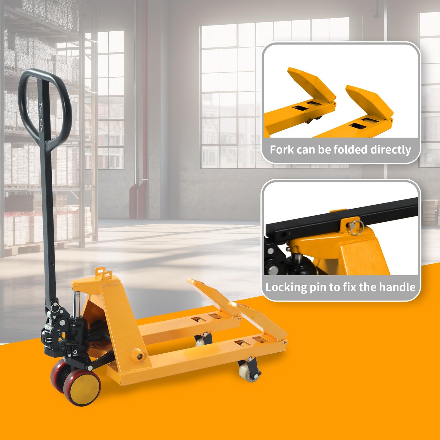 APOLLOLIFT Mini Pallet Jack Truck, Foldable Pallet Truck 2200 lbs Capacity 31.5" L x 15" W Narrow Forks, Manual Pallet Jack with Foldable Forks and Handle, Easy Storage