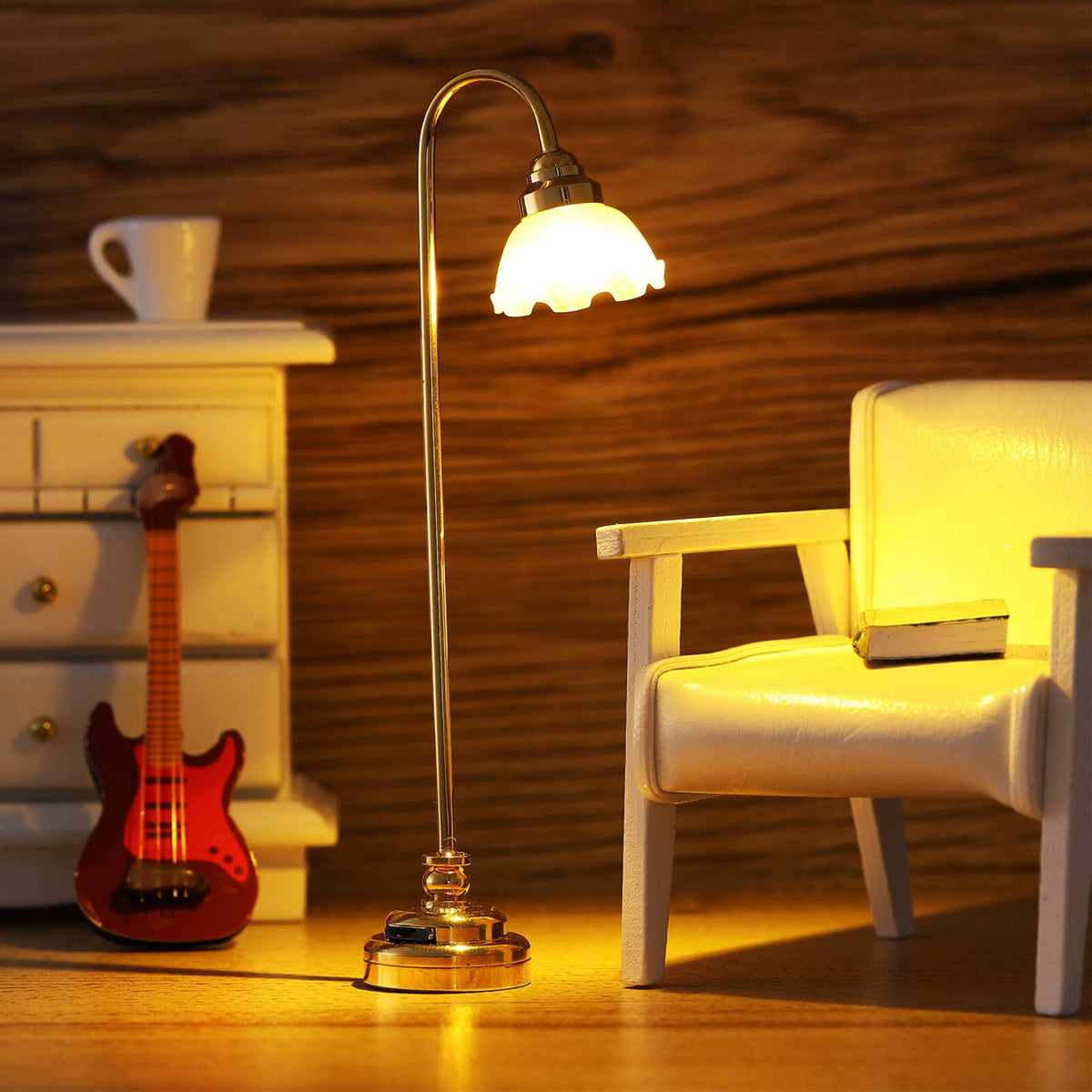 TOYANDONA 40pcs Miniature Dollhouse Flooring and 2pcs Miniature Dollhouse Foor Lamp
