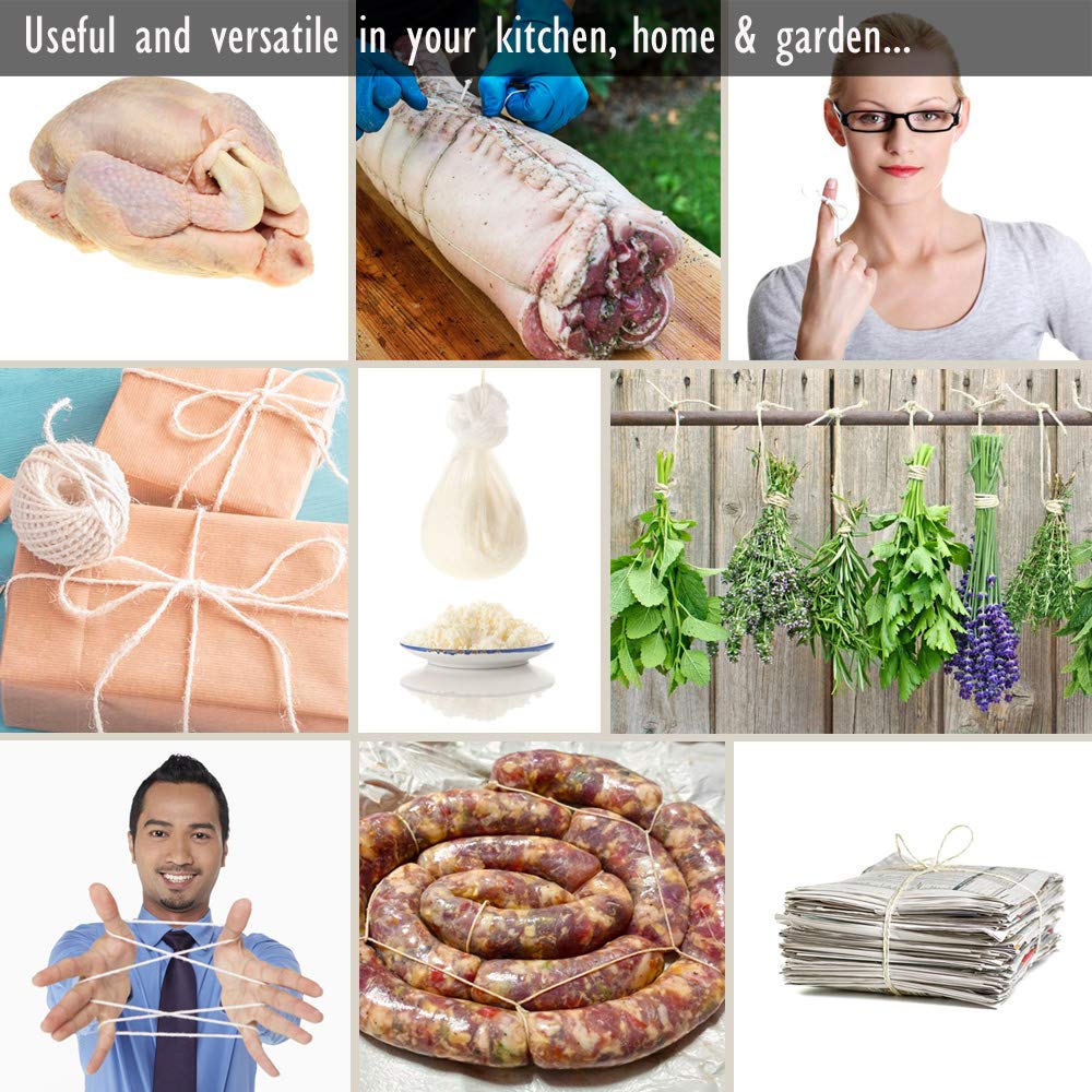 SpitJack Meat Trussing Needle and Butchers Cooking Twine Kit for Sewing Up Whole Hog, Pig, and Roasting Chicken and Turkey. 7 Inch Stainless Steel Needle and 185 Feet of Cotton Kitchen String.